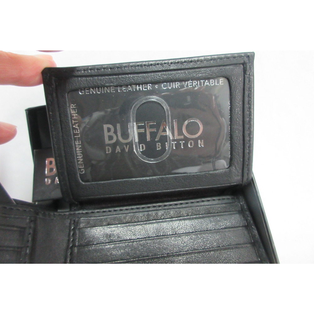BUFFALO DAVID BITTON MEN'S LEATHER RFID BLOCKING BIFOLD WALLET BLACK Boxed New